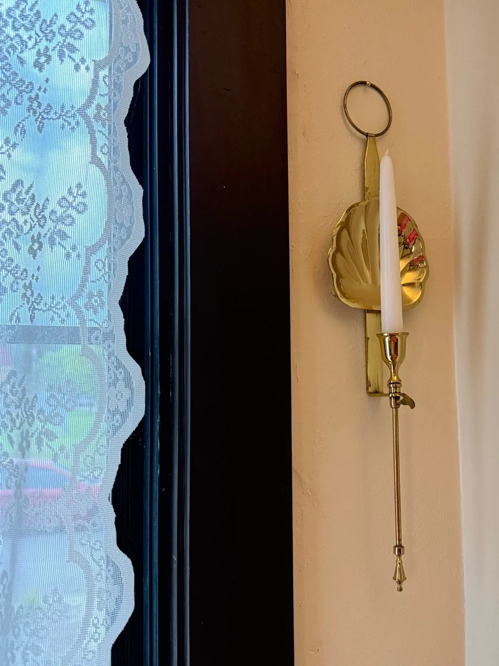 Vintage Brass Shell Wall Sconce Candle Holder - Gold